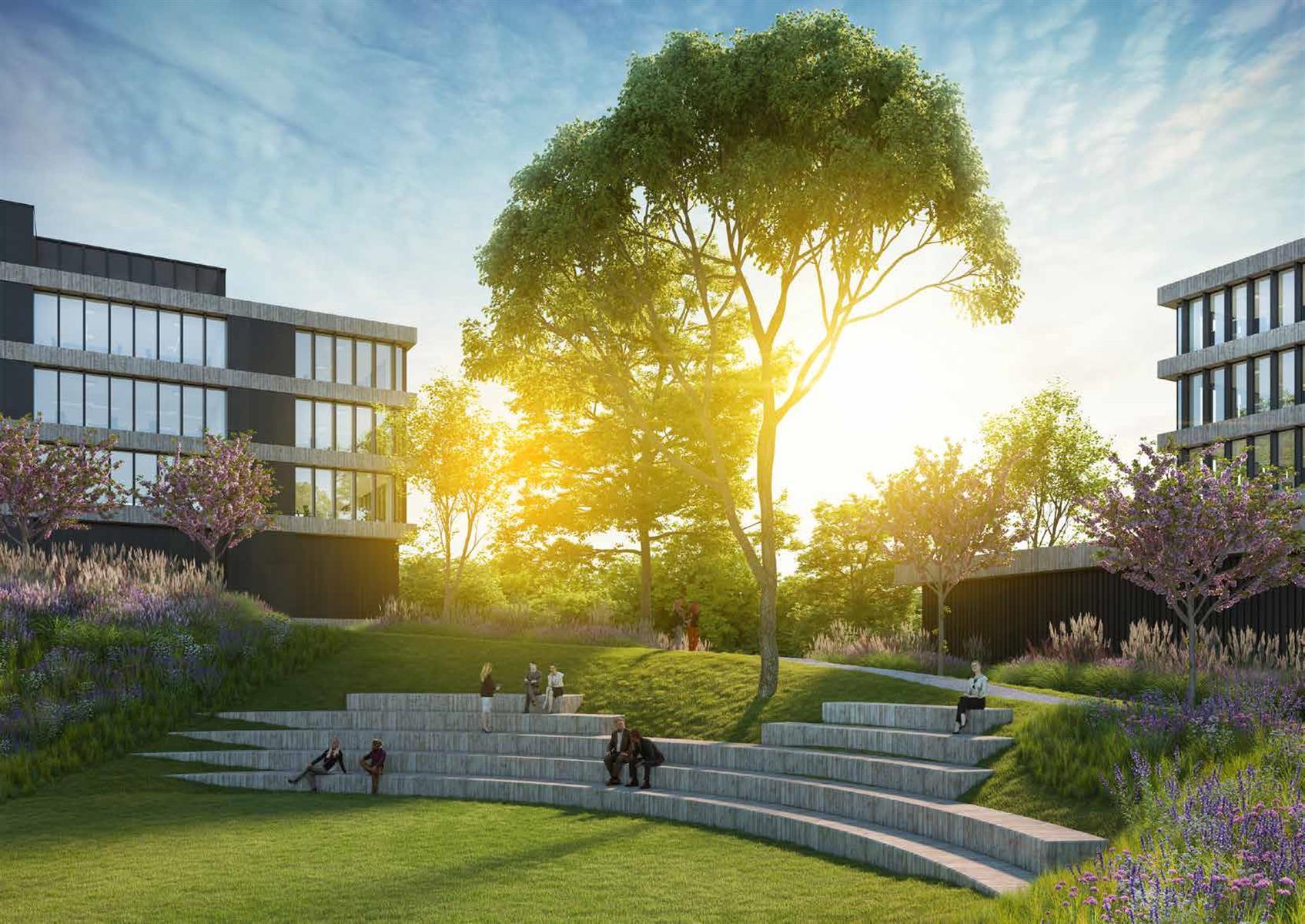 Prachtig nieuwbouwproject met een zeer gunstige ligging aan de Brusselse Ring, vlakbij Brussels
Airport en Brussel Zuid.
Dit maakt het “Drie Linden Business Park” zowel internationaal, nationaal als regionaal makkelijk bereikbaar.
De gelijkvloerse ve